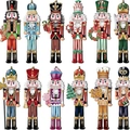 Set of 12 hand-painted wooden nutcracker ornaments for Christmas tree decoration - Christmas Nutcrackers (24PCS)