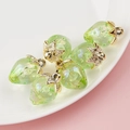 Translucent green strawberry charms with gold leaf attachments for DIY jewelry - Bamboo Green