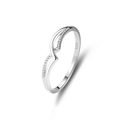 Elegant S925 sterling silver irregular double-layer wave ring for women in minimalist style - US 8 / Platinum-FDJZ-183