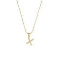 18K gold plated snake chain necklace featuring a pearl-inlaid letter X pendant - Letter X