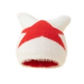 Gorro de peluche con orejas de gato en rojo y blanco con patrón de estrella grande - Blanco (Estrella Grande)