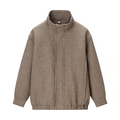 Vintage bruin pied-de-poule jasje met opstaande kraag en ritssluiting voor dames - S / Bruin Houndstooth
