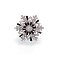 Elegant rotating snowflake brooch with silver finish and black zircon crystals - Silver Black Brooch