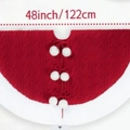 Gonna per albero di Natale rossa in maglia con pompon bianchi e bordo, 122 cm Ø - Diametro 122CM/48 Pollici