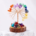 Handmade 7 Chakra gemstone tree with colorful crystals and a natural wood base - Colorful Gravel