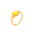 French style 18k gold plated stainless steel heart ring with yellow enamel inlay - US 7 / Yellow