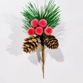 Artificial pine needles with red frosted berries and natural pine cones decoration - No. 10 Myrica Fruit Berries