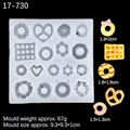Witte siliconen vorm voor mini-donuts en wafels met kleurrijke hars-voorbeelden - Semi-transparant