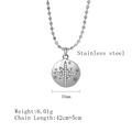 Silver starburst medallion necklace in stainless steel with crystal accents and dimensions - Silver