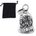 Vintage silver Biker Betty guardian bell pendant with rose relief and velvet pouch - Biker Betty Vintage Silver Pendant + Velvet Pouch