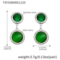 Stainless steel drop earrings with emerald green glass stones and 18k gold plating - Steel - Green Stone (TXF508)