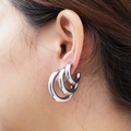 Orecchini a C in acciaio inossidabile argento con design triplo strato spesso - Set di 3 paia di orecchini pieni 4.0 / Color Acciaio