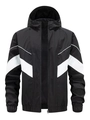 Giacca sportiva da uomo con cappuccio, cuciture bianche a V e tessuto antivento - XS / Nero