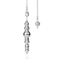 Silbernes Metallpendel mit Pagoden-Design und passender Kugelkette aus Edelstahl - Stil 36
