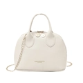 Sac à main beige type coquillage en cuir synthétique avec chaîne dorée élégante - Blanc