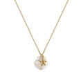 Collana con ciondolo a conchiglia e stella marina in acciaio inossidabile placcato oro - Collana Stella Marina (Catena O)
