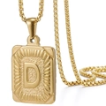 Collar hip hop de acero inoxidable bañado en oro 18K con colgante de letra D - Oro D