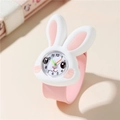 Orologio slap per bambini con coniglietto rosa, cinturino in silicone e quadrante con animali - Rosa