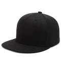 Classic plain black snapback cap for men and women with flat brim in minimalist style - Adjustable / Black