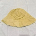 Japanese style yellow frayed edge bucket hat for sun protection with a wide brim - M (56-58cm) / Light Yellow