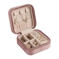 Portable square velvet jewelry box in dusty pink with necklace hooks and ring slots - No Mirror / Deep Pink