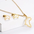 Golden titanium steel jewelry set featuring hollow African map necklace and stud earrings - Africa Map