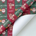 Christmas gift wrapping paper with red green stripes and Santa Claus reindeer patterns - Red and Green Ribbon / 50*70CM