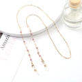 Golden eyewear chain with pink faceted beads and white pearls, including lobster clasps - 1165-4 (Carmine)