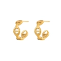 Polished hollow geometric anchor link stud earrings in high-quality gold plating - Anchor Chain Pig Nose Gold