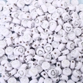 White round acrylic DIY beads with silver heart pattern for children's jewelry making - 4x7mm Silver Hollow Heart (100pcs)