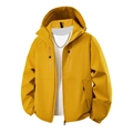 Veste coupe-vent imperméable jaune pour homme avec capuche et poches zippées multiples - S / Jaune Moutarde