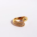 Luxurious gold-plated open ring with shimmering micro-pave cubic zirconia on white background - Adjustable Open / Gold