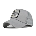 Grey cotton mesh trucker hat featuring zebra animal embroidery and stripe text patch - Adjustable / Gray-Zebra Embroidery (27)