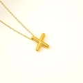 Collier avec pendentif lettre X bulle en or 18 carats poli au style minimaliste - Lettre X (S-P062-X)