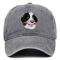 Dettaglio del ricamo Bovaro del Bernese su cappello da baseball in cotone lavato - Grigio