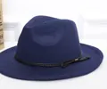 Cappello da cowboy in camoscio blu scuro con cordino intrecciato e fibbia dorata chic - M (56-58cm) / Stile Fibbia Corda Intrecciata Blu Navy (18) / Blu scuro