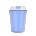 Portable double-layer wheat straw coffee cup in blue with white lid and blue buckle - Blue (New Style)