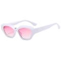 Gafas Y2K chic con montura blanca ancha y lentes degradadas rosas en vista de 45 grados - Montura Blanca Lentes Degradado Rosa