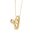 Golden letter Y pendant necklace with colorful cubic zirconia on a thin box chain - Style Y