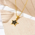 Gold titanium steel necklace with black star pendant featuring a golden letter D - Letter D Style (D112)