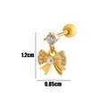 Golden bow stud earring featuring delicate pearls and sparkling white zirconias - 12# Golden