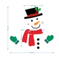 Detailed dimension guide for Christmas snowman magnetic stickers showing height 64 cm and width 65 cm - 64x65 cm