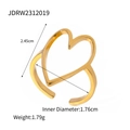 18K gold double layer heart ring in stainless steel with size and weight dimensions - Double Layer Hollow Heart (JDRW2312019)