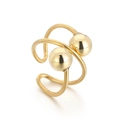 Irregular geometric ring featuring double gold-plated steel beads and high-gloss polish - US 8 / Gold