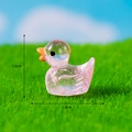 Mini pink resin duck figurine with glitter for micro landscapes, size 1.8x1.6cm - 4#-Pink