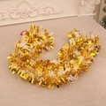 Festive 180cm golden Christmas tinsel garland with white snowflake sequins for tree decor - Snowflake Style / Gold