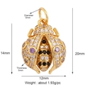 Exquisite gold-plated ladybug pendant with zircon micro-pave and purple gems, 14mm - Crystal Bee Black Plated 1PC L352085-Gold