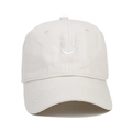 Kids' cream cotton baseball cap featuring minimalist white embroidered smiley face - Kids 52-54cm / Beige