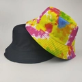 Retro reversible bucket hat with classic black color and vibrant colorful tie-dye patterns - 4# (Rainbow Tie Dye + Black)
