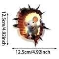 3D white mouse hole wall sticker in red brick pattern, size 12.5cm x 12.5cm for home decor - White Mouse Peeking from Brick Wall (UV50013T_T)